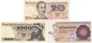 20, 2,000 and 200,000 zl 1979-1989 - set (3pcs)