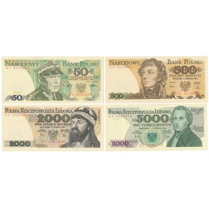 50 - 5.000 zł 1982-1988 - zestaw (4szt)