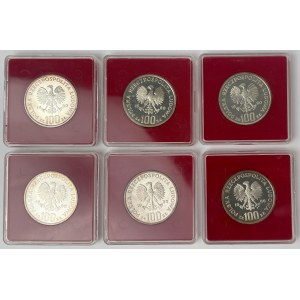 Próba Ag 100 złotych 1980 Głuszce - zestaw (6szt)