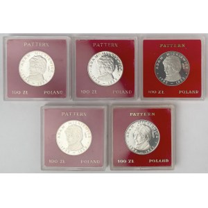Próba Ag 100 złotych 1978 Adam Mickiewicz - zestaw (5szt)