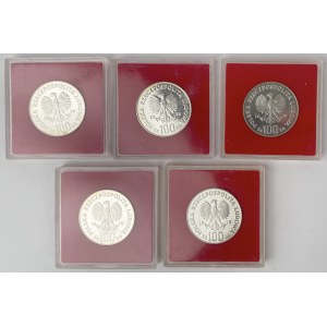 Próba Ag 100 złotych 1978 Adam Mickiewicz - zestaw (5szt)