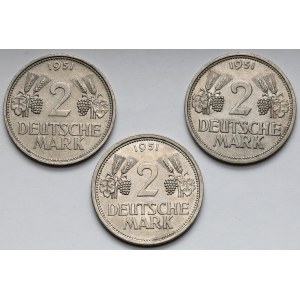 2 mark 1951 - lot (3pcs)