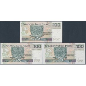 100 zł 2012-2018 - AA, AZ, EK - zestaw (3szt)