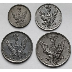 Królestwo Polskie, 1-20 fenigów 1917-1918 - zestaw (4szt)
