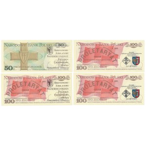50 zł 1988 i 3x 100 zł 1986 - z nadrukami okolicznościowymi (4szt)