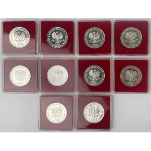 Próba Ag 200 złotych 1980 Lake Placid - narciarz - zestaw (10szt)