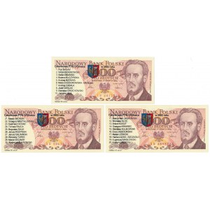 100 zł 1986 - SR - z nadrukami PTN (3szt)