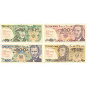 50 - 500 zł 1982-1988 - z nadrukami okolicznościowymi (4szt)