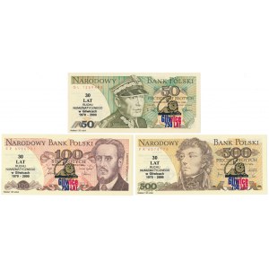 50, 100 i 500 zł 1982-1988 - z nadrukami okolicznościowymi (3szt)