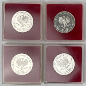 Próba Ag 100 złotych 1977 Henryk Sienkiewicz - zestaw (4szt)