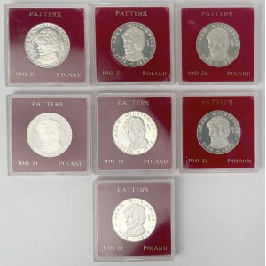 Próba Ag 100 złotych 1978 Adam Mickiewicz - zestaw (7szt)