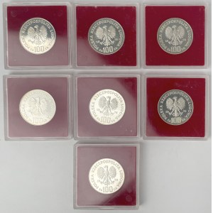 Próba Ag 100 złotych 1978 Adam Mickiewicz - zestaw (7szt)