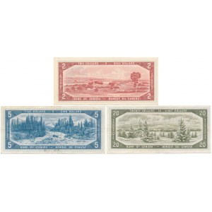 Kanada, 2, 5 i 20 Dollars 1954 - zestaw (3szt)