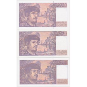 Francja, 20 Francs 1991-1997 - zestaw (3szt)