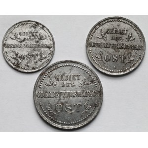 Ober-Ost. 1-3 kopiejki 1916-A, Berlin - zestaw (3szt)