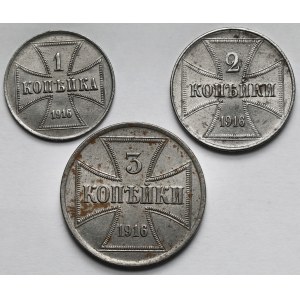 Ober-Ost. 1-3 kopiejki 1916-A i J, Berlin i Hamburg - zestaw (3szt)