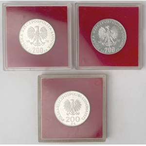 Próba Ag 200 złotych 1975 i 1976 - zestaw (3szt)