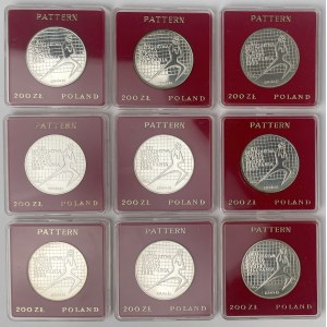 Próba Ag 200 złotych 1982 FIFA Hiszpania 1982 - zestaw (9szt)