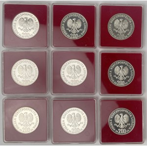 Próba Ag 200 złotych 1982 FIFA Hiszpania 1982 - zestaw (9szt)