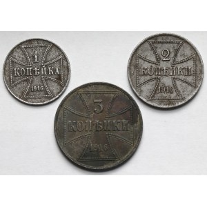 Ober-Ost. 1-3 kopiejki 1916-A, Berlin - zestaw (3szt)