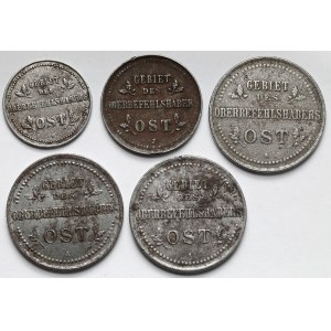 Ober-Ost. 1-3 kopiejki 1916-A i J, Berlin i Hamburg - zestaw (5szt)