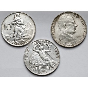 Czechosłowacja, 10-100 korun 1948-1954 - zestaw (3szt)
