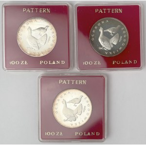 Próba Ag 100 złotych 1980 Głuszce - zestaw (3szt)