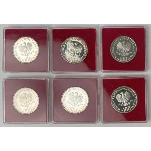 Próba Ag 100 złotych 1980 Głuszce - zestaw (6szt)