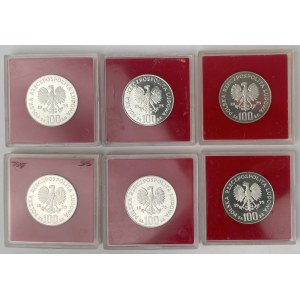 Próba Ag 100 złotych 1975 Zamek Królewski w Warszawie - zestaw (6szt)