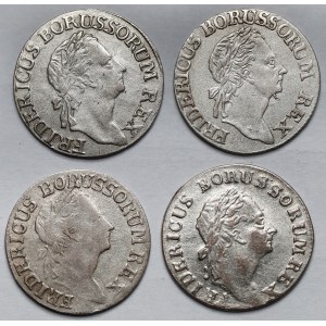 Prusy, Friedrich II, 3 grosze 1779-1785-A i B, Berlin i Wrocław - zestaw (4szt)