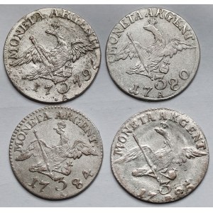Prusy, Friedrich II, 3 grosze 1779-1785-A i B, Berlin i Wrocław - zestaw (4szt)