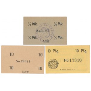 Rybnik, 10 pfg i 1/2 mk 1916 i 10 pfg 1917 - zestaw (3szt)