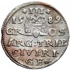 Zygmunt III Waza, Trojak Ryga 1589 - lilijka po