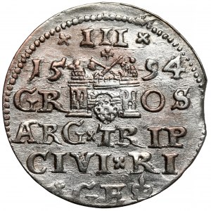 Zygmunt III Waza, Trojak Ryga 1594 - z kwiatem
