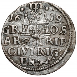 Zygmunt III Waza, Trojak Ryga 1619 - średnie popiersie