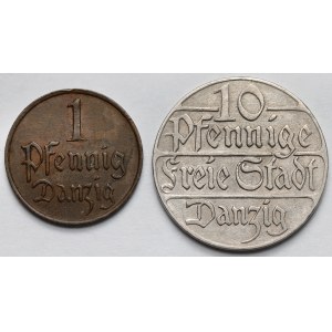 Gdańsk, 1-10 fenigów 1923-1929 - zestaw (2szt)