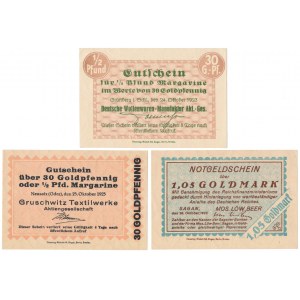 Nowa Sól, Zielona Góra i Żagań, 30 pf - 1.05 mk 1923 - zestaw (3szt)
