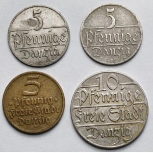 Gdańsk, 5-10 fenigów 1923-1932 - zestaw (4szt)