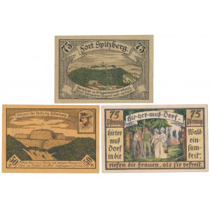 Sobięcin 75 pfg 1921 i Srebrna Góra 50 i 75 pfg 1921 - zestaw (3szt)