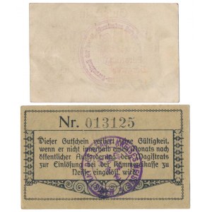Kattowitz (Katowice) 5 mk 1914 i Neisse (Nysa) 50 pfg 1917 - zestaw (2szt)