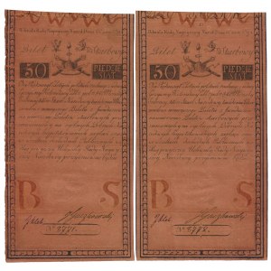PARKA numeryczna 50 złotych 1794 serie C i D numery 8771 i ...72