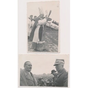 II RP, Fotografie wojskowe - Uroczystość poświęcenia samolotu / lotnika / Gen. Leon Berbecki - zestaw (2szt)