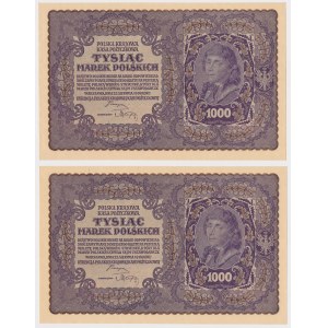 1.000 marek 1919 Sierpień - I Serja BY (Mił.29b) - numery kolejne (2szt)