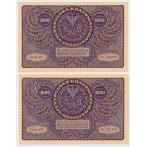 1.000 marek 1919 Sierpień - I Serja BY (Mił.29b) - numery kolejne (2szt)