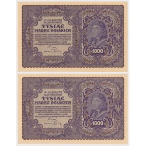 1.000 marek 1919 Sierpień - I Serja BY (Mił.29b) - numery kolejne (2szt)