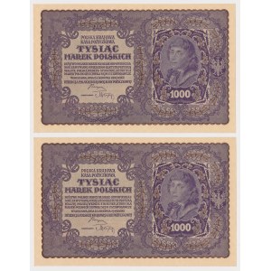 1.000 marek 1919 Sierpień - I Serja BY (Mił.29b) - numery kolejne (2szt)