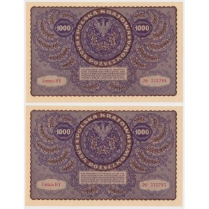 1.000 marek 1919 Sierpień - I Serja BY (Mił.29b) - numery kolejne (2szt)