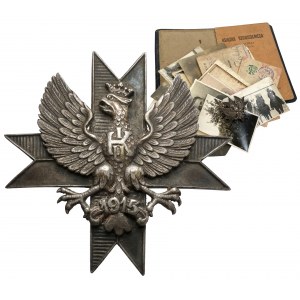 Odznaka, 1 Pułk Ułanów Krechowieckich + legitymacja i zdjęcia - dla Starszego Ułana