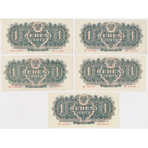 1 złoty 1944 ...owym - MIX serii - zestaw (5szt)