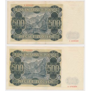 500 złotych 1940 - A, B - zestaw (2szt)